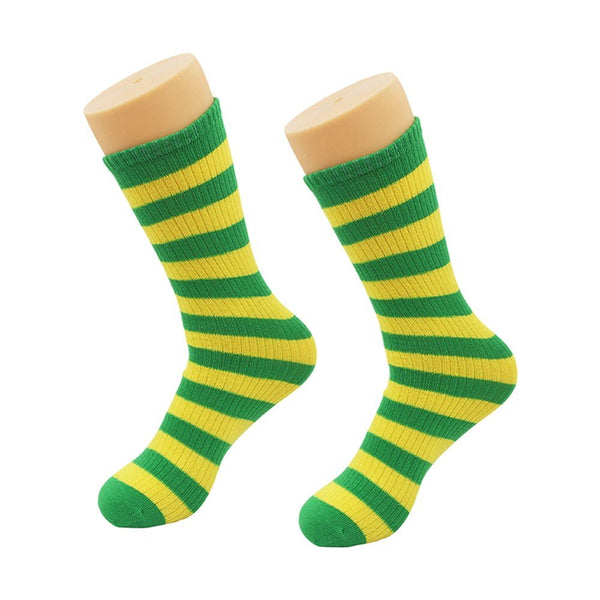 Aussie Sports Fan Green & Yellow Stripe Knee High Socks - Everything Party