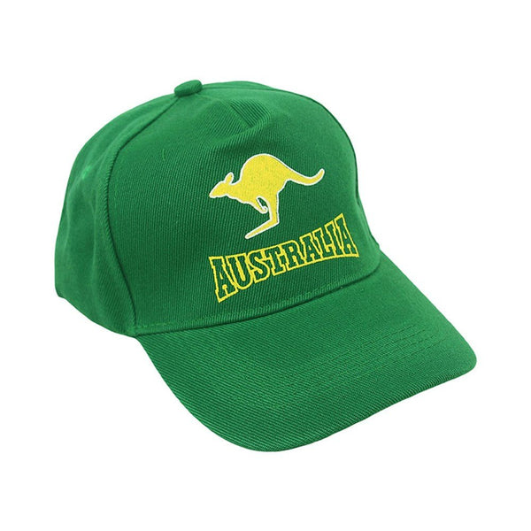 Aussie Team Supporter Green & Yellow Kangaroo Baseball Cap - Everything Party