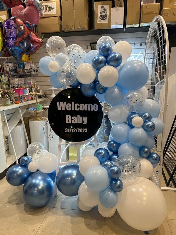 Baby Shower Balloon Garland on Easel with Acrylic Board with Writing - Everything Party