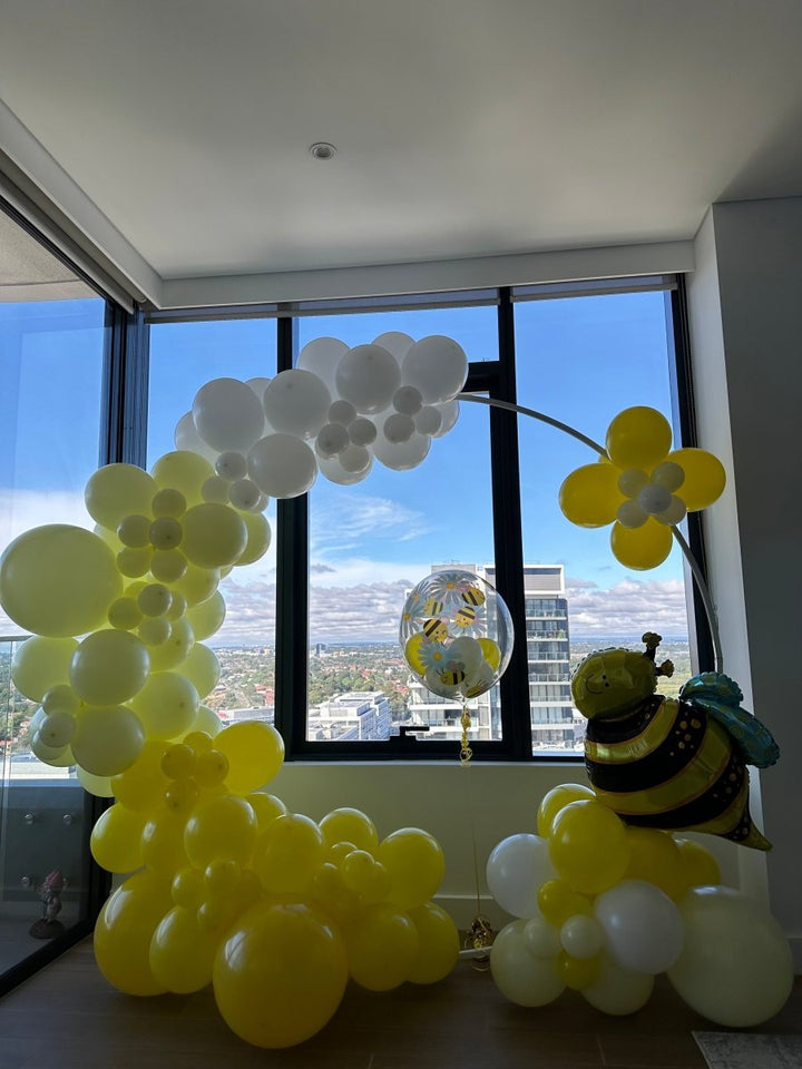 Bee Theme Balloon Garland on 2m Circle Backdrop - Everything Party