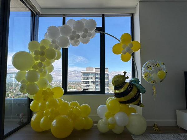 Bee Theme Balloon Garland on 2m Circle Backdrop - Everything Party