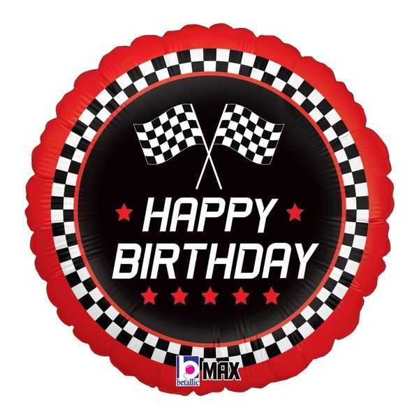 Betallic 45cm Checkered Flag Happy Birthday Foil Balloon - Everything Party