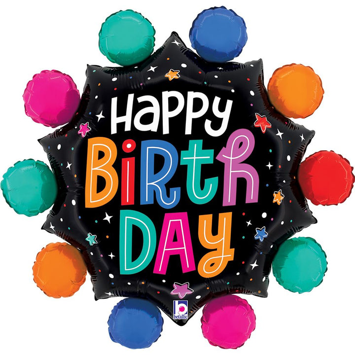Betallic Colorful Circles Happy Birthday Foil Balloon – 74cm - Everything Party