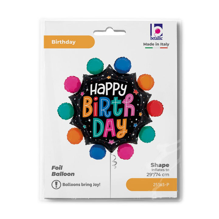 Betallic Colorful Circles Happy Birthday Foil Balloon – 74cm - Everything Party