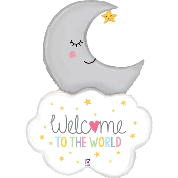 Betallic Welcome to the World Baby Moon Shape Foil Balloon 107 cm - Everything Party