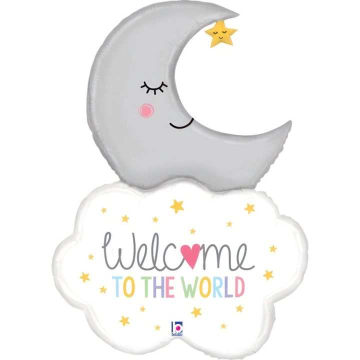 Betallic Welcome to the World Baby Moon Shape Foil Balloon 107 cm - Everything Party