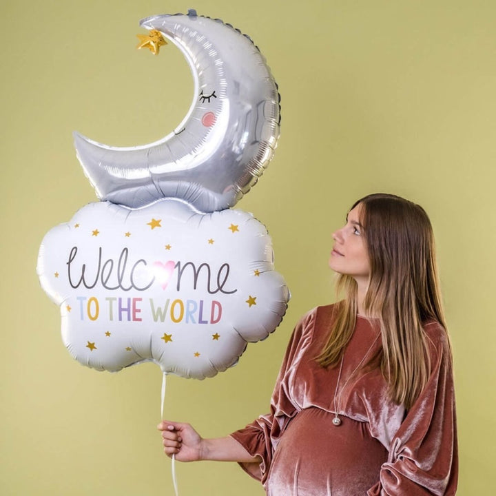 Betallic Welcome to the World Baby Moon Shape Foil Balloon 107 cm - Everything Party