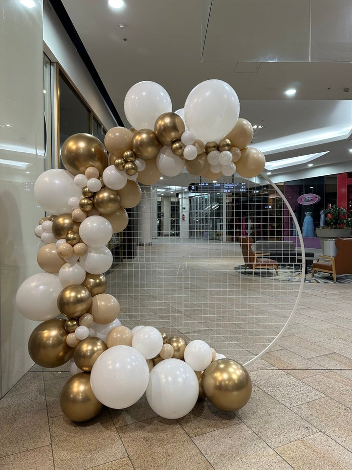 Birthday Balloon Garland on 2m Circle Mesh Backdrop - Everything Party