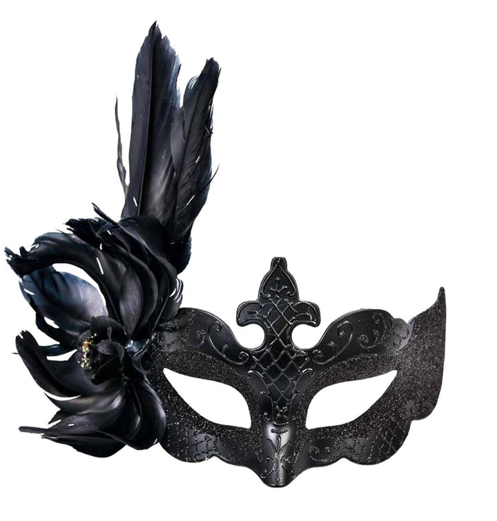 Black Feathered Masquerade Eye Mask - Everything Party