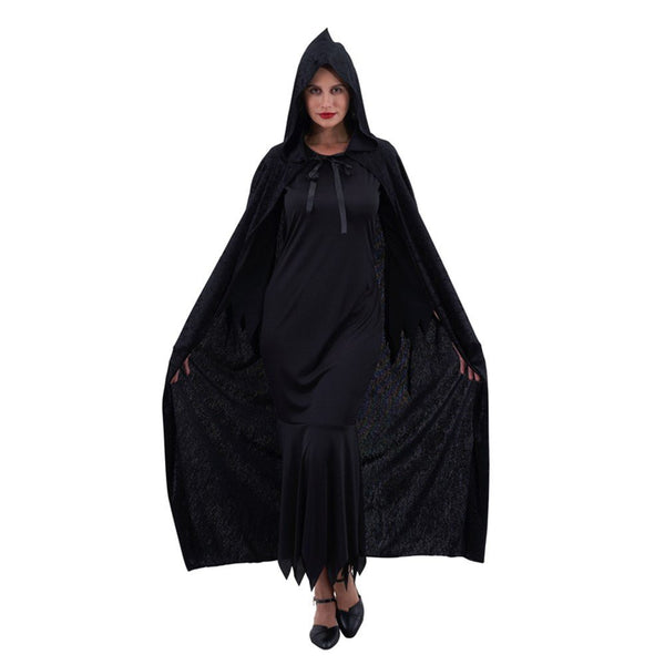 Black Hooded Cape – 130cm Adult Halloween Costume Accessory - Everything Party