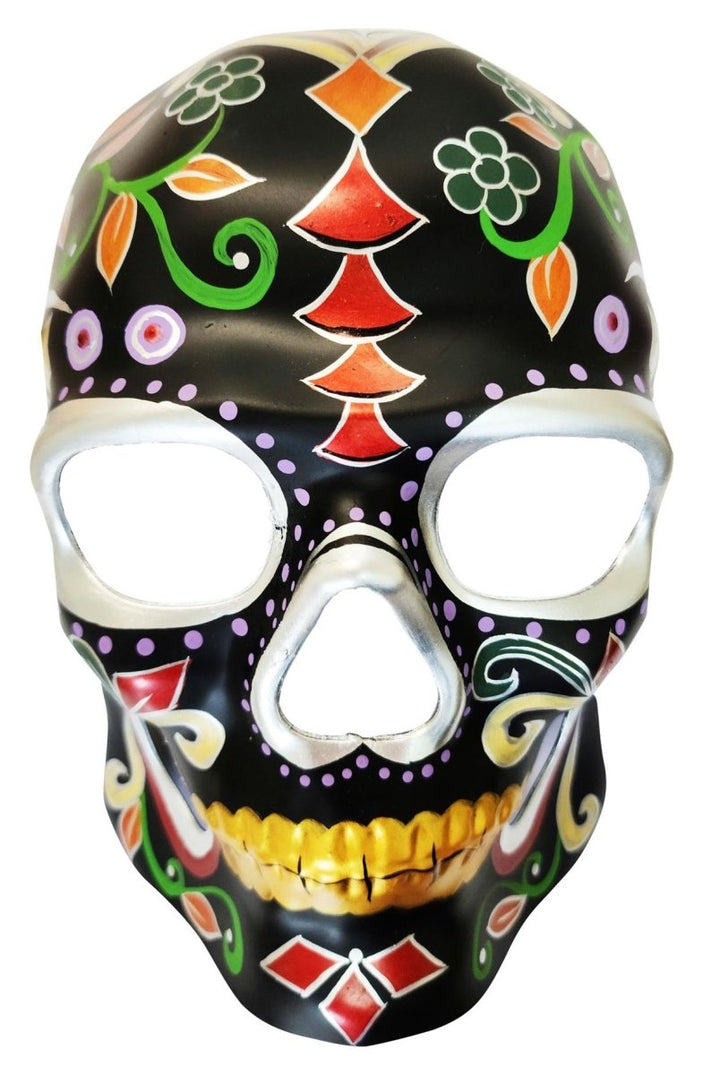 Black with Painted Day of the Dead Face Mask - Everything Party