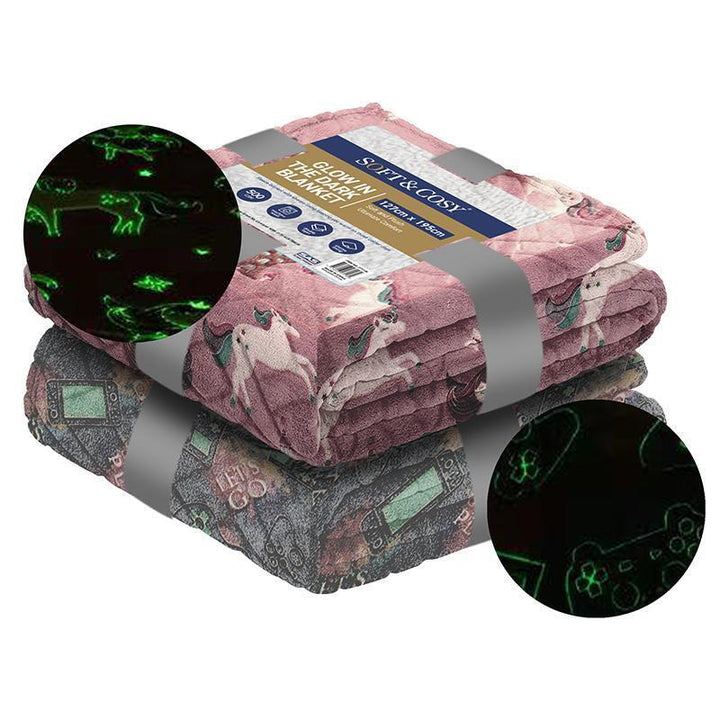 Blanket Flannel Fleece Glow In The Dark 127cm x 195cm Single Bed - Everything Party