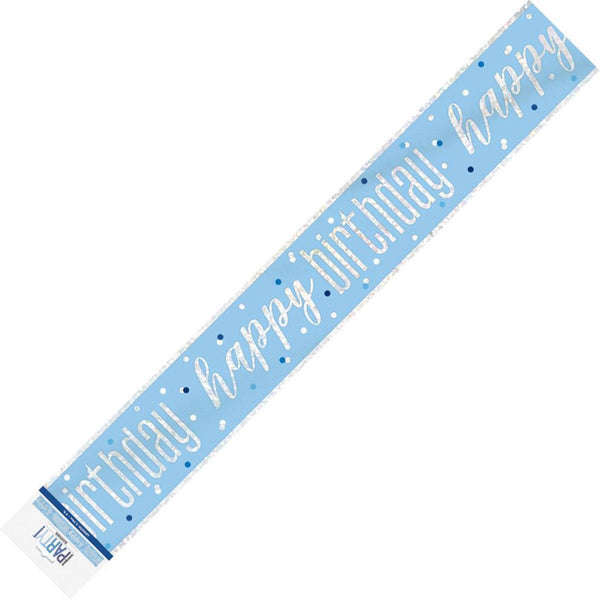 Blue Prismatic Happy Birthday Foil Banner - Everything Party