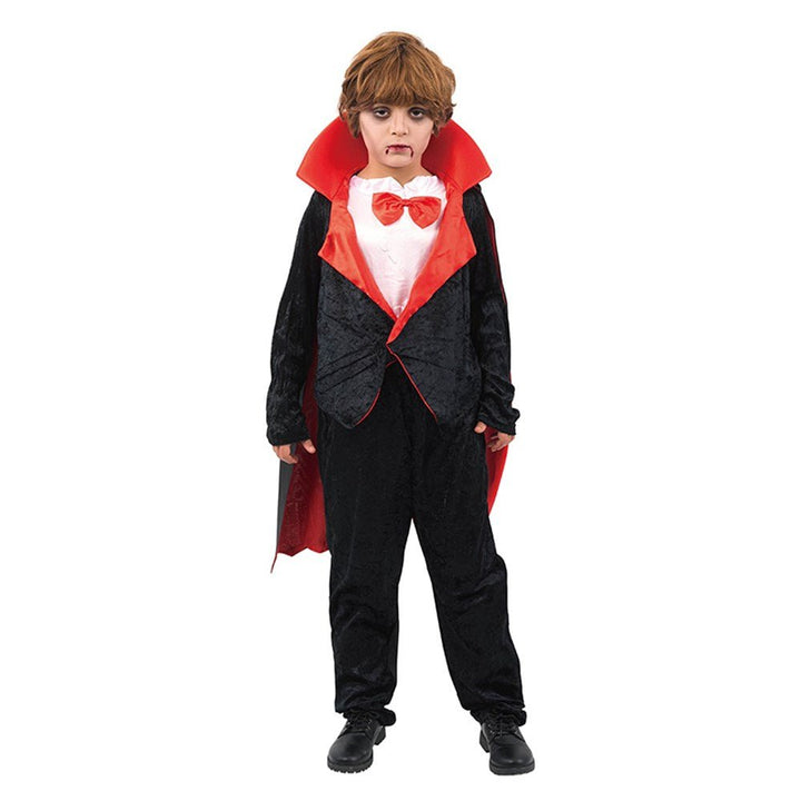 Boy Vampire Costume – Jumpsuit with Cape & Bowtie - Everything Party