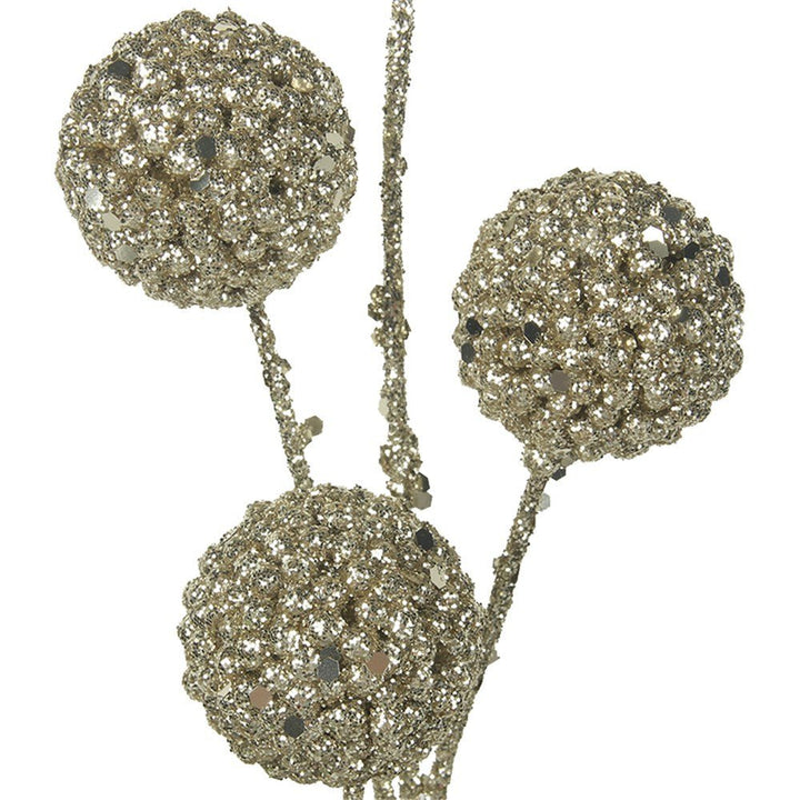 Champagne Gold Glitter Balls Picks with Long Stem - Everything Party