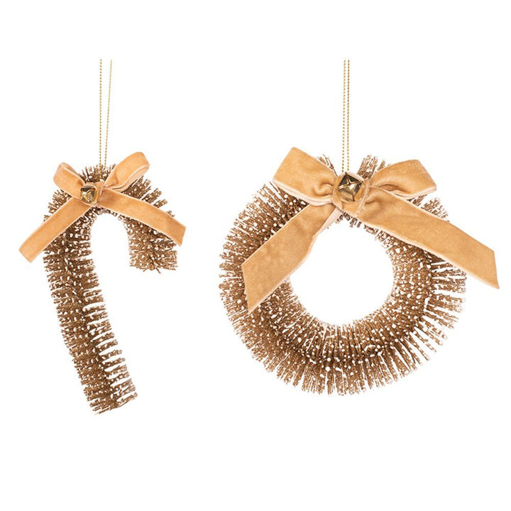 Champagne Sisal Wreath & Cane Christmas Tree Ornament - Everything Party