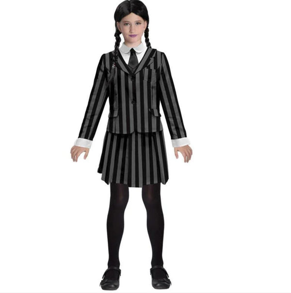 Children Adams Family Style Uniform Wednesday Girl Costume - Everything Party