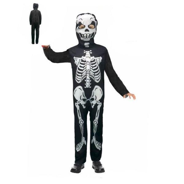 Children Skeleton Costume – Kids Halloween Outfit with Jumpsuit & Hood - Everything Party