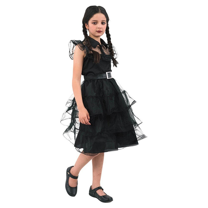 Children Wednesday Girl Costume Gothic Prom Dress - Everything Party