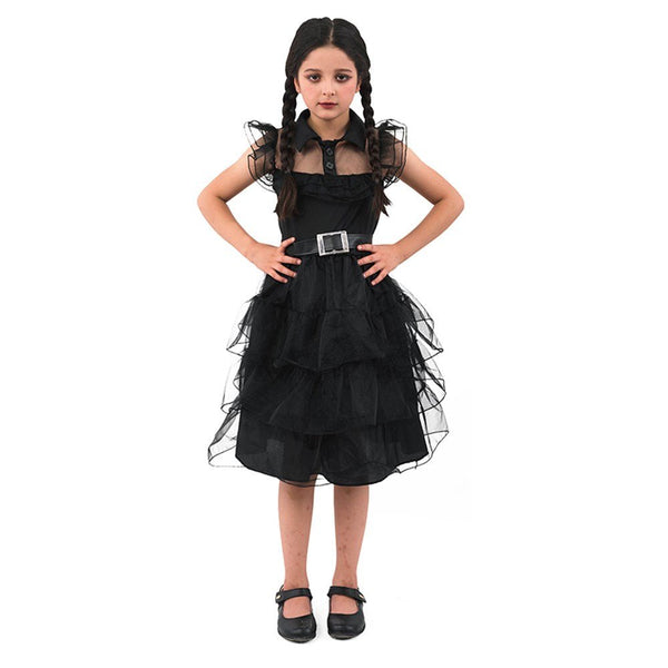 Children Wednesday Girl Costume Gothic Prom Dress - Everything Party