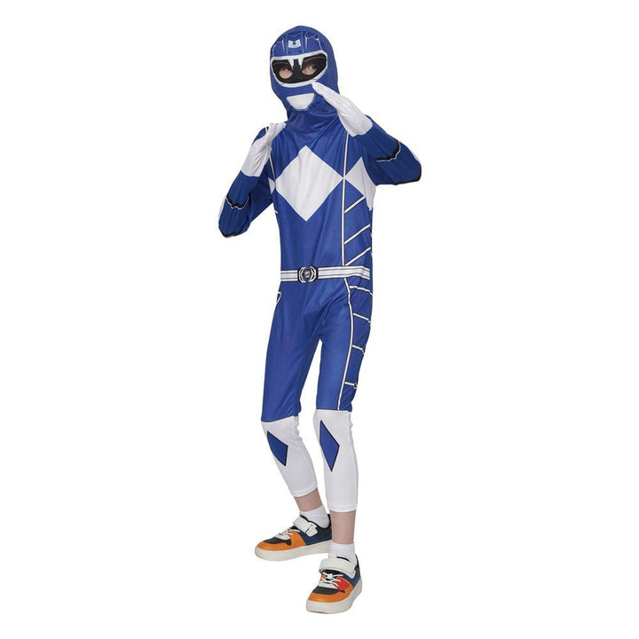 Children’s Blue Power Ranger Style Costume – Jumpsuit with Mask - Everything Party