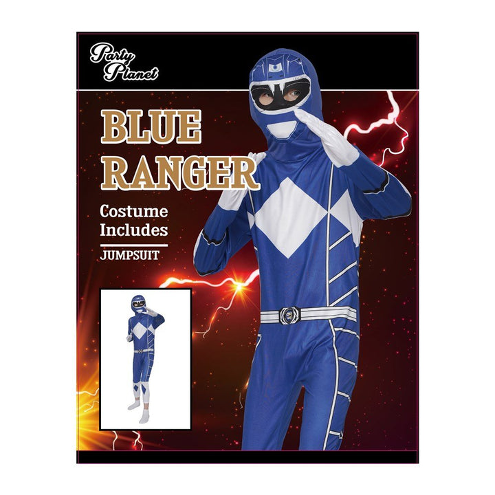 Children’s Blue Power Ranger Style Costume – Jumpsuit with Mask - Everything Party