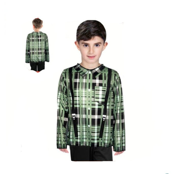 Children's Minecraft Style Green Checkered Old Man Shirt - Everything Party