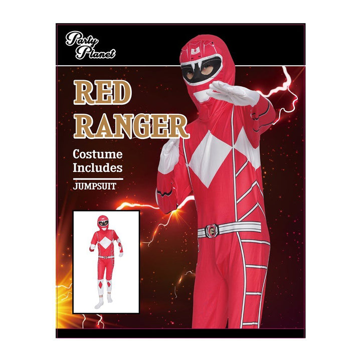 Children’s Red Power Ranger Style Costume – Jumpsuit with Mask - Everything Party