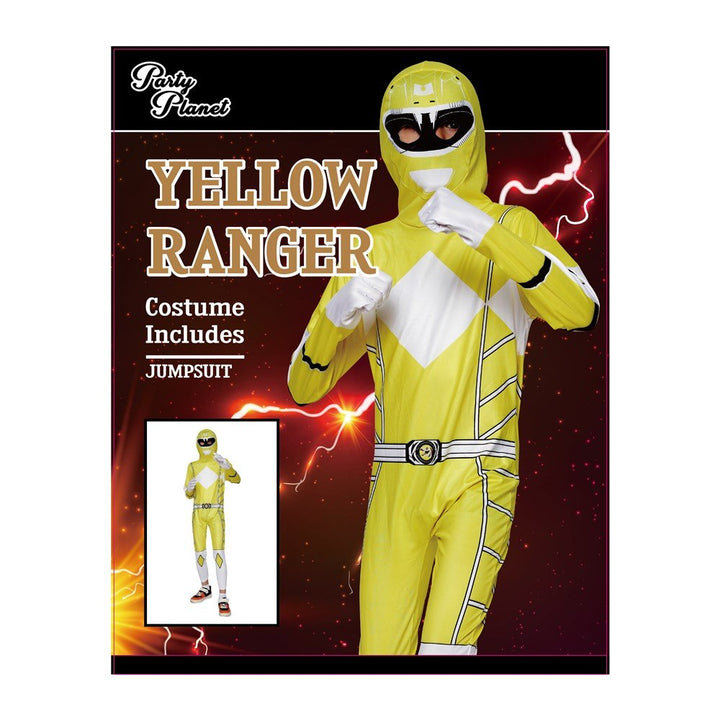 Children’s Yellow Power Ranger Style Costume – Jumpsuit with Mask - Everything Party
