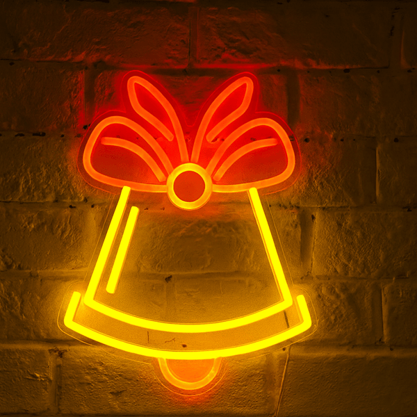 Christmas Bell Neon Sign – Light - Up Wall Decoration - Everything Party