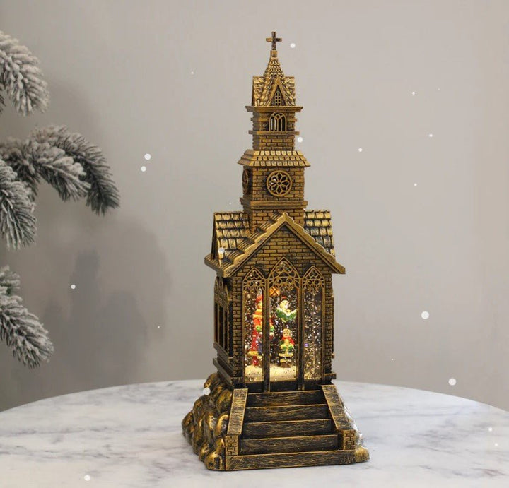 Christmas Church Water Lantern with Music LED Light And Swirling Confetti - Everything Party
