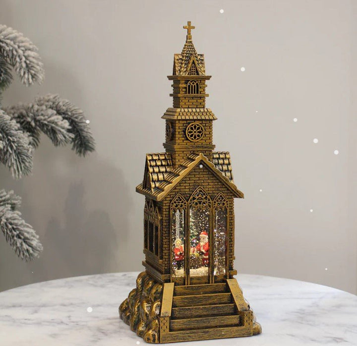 Christmas Church Water Lantern with Music LED Light And Swirling Confetti - Everything Party