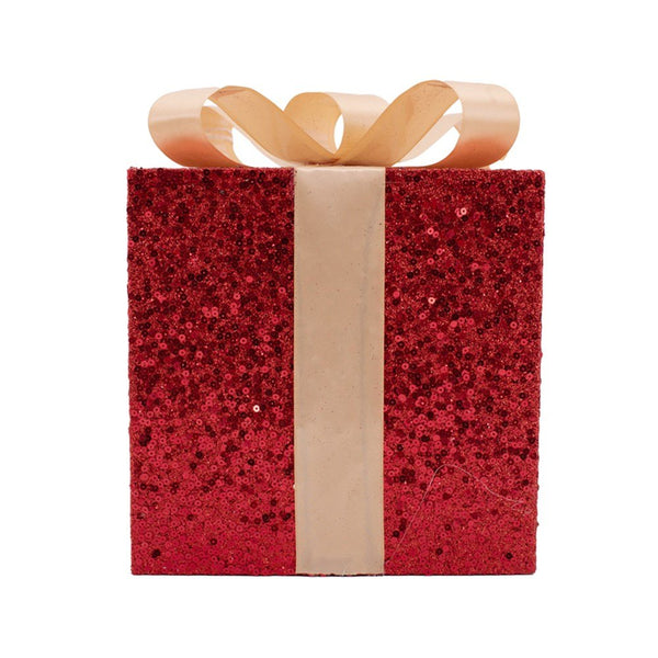Christmas Decoration Red Glitter Gift Box - Everything Party
