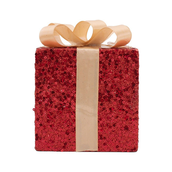 Christmas Decoration Red Glitter Gift Box - Everything Party