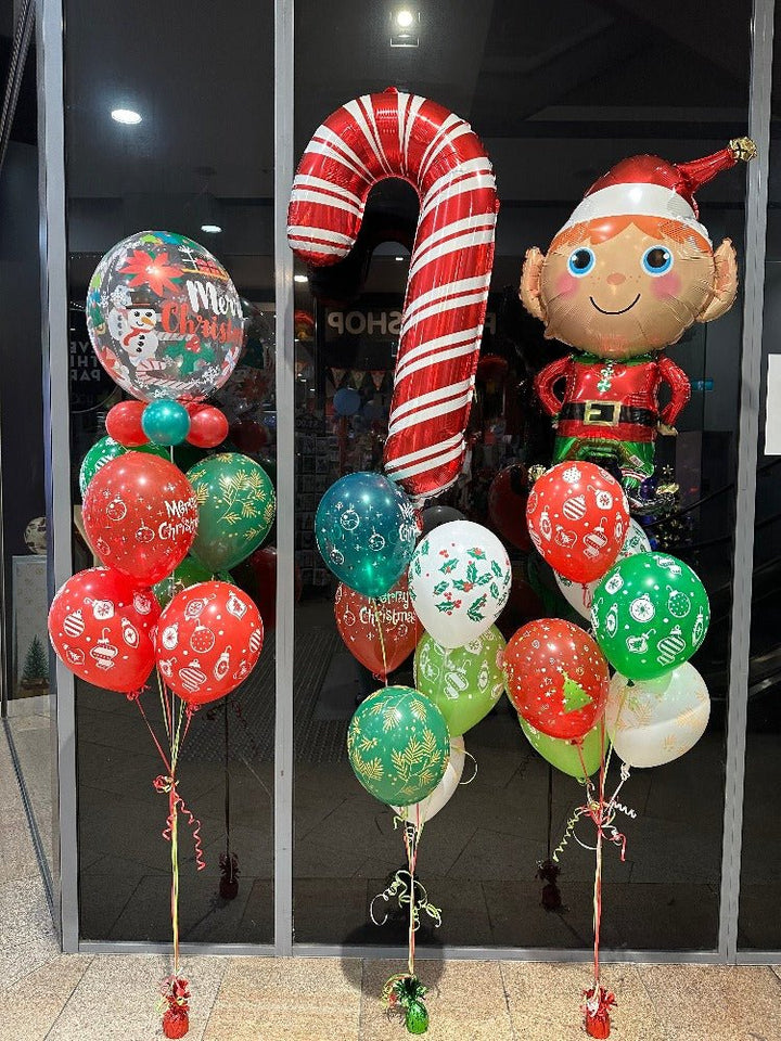 Christmas Elf & Candy Cane Foil Balloon Bouquet - Everything Party