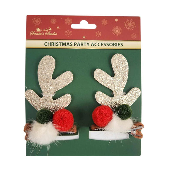 Christmas Glitter Reindeer Antler Hair Clips - Everything Party