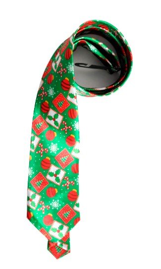 Christmas Long Necktie - Green with Christmas Icons - Everything Party