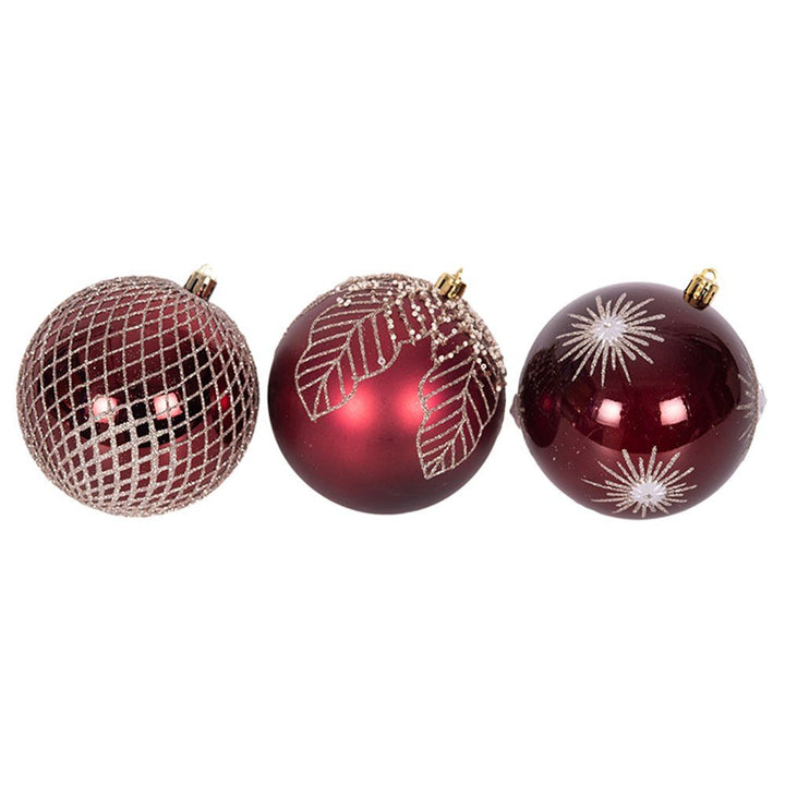 Christmas Ornament Burgundy Shatterproof Bauble Tree Decoration 10cm - Everything Party