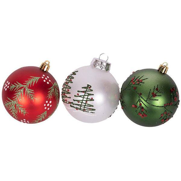 Christmas Ornament Red White Green Shatterproof Bauble Tree Decoration - Everything Party