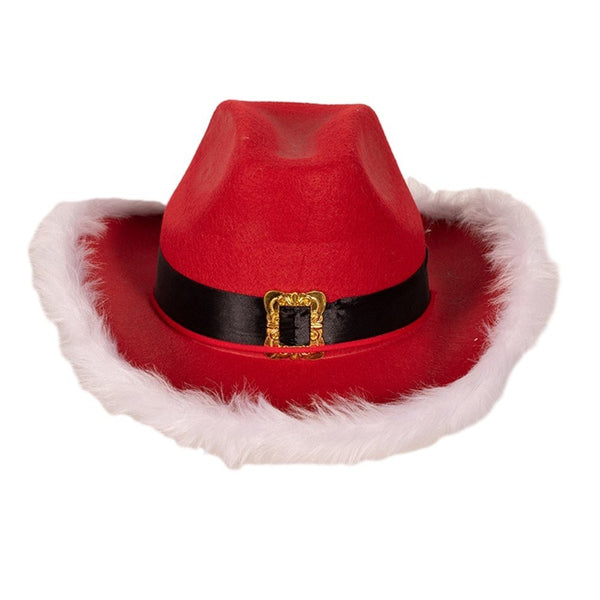 Christmas Red Cowboy Hat with Fluffy - Everything Party