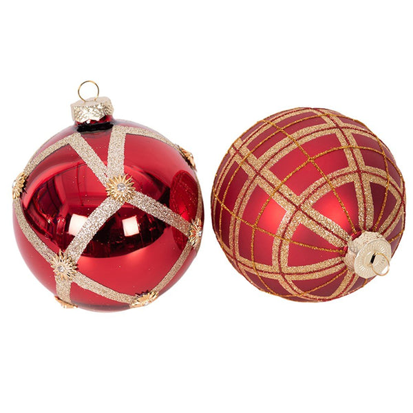 Christmas Red & Gold Glass Bauble Tree Decoration 10cm - Everything Party