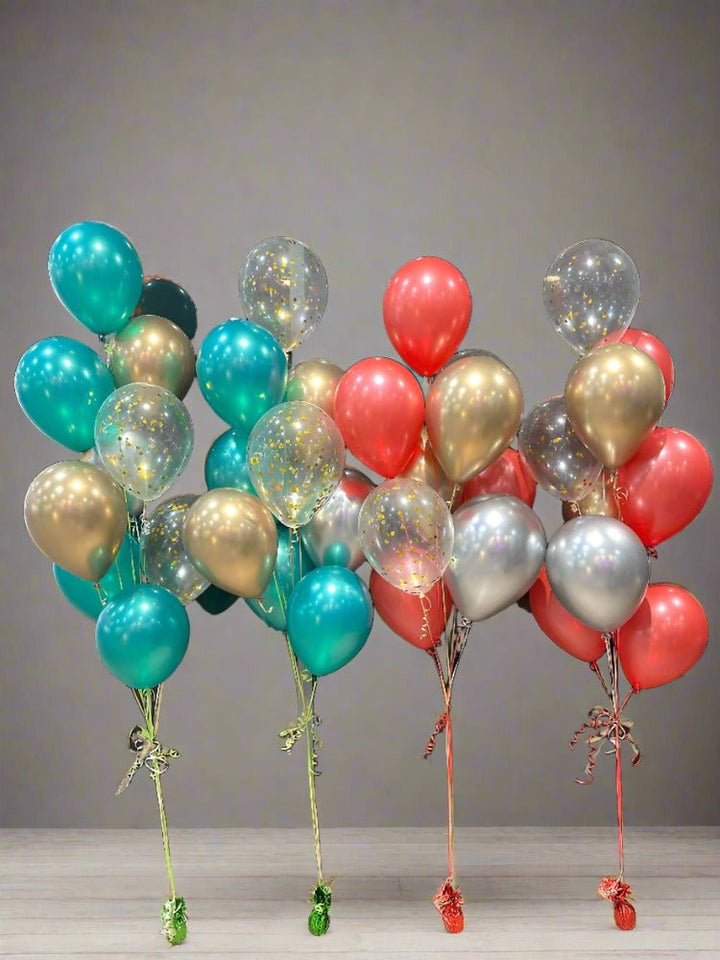 Christmas Red Green Gold Latex Helium Balloon Arrangements - Everything Party