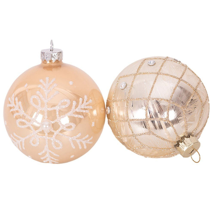 Christmas Rose Gold Glass Bauble Tree Decoration 8cm - Everything Party