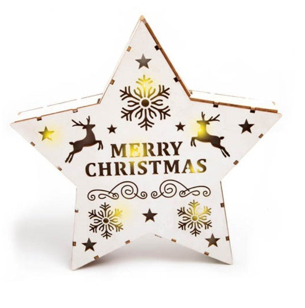 Christmas Sign LED Wooden Star - Everything Party