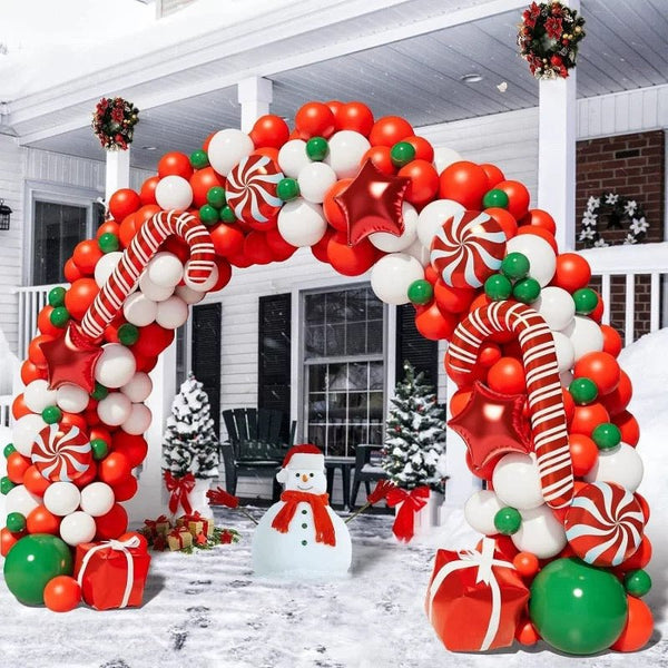 Christmas Theme Red Green And White Balloon Garland Decoration - Everything Party