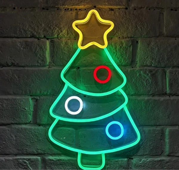 Christmas Tree Neon Sign – Light - Up Wall Decoration - Everything Party
