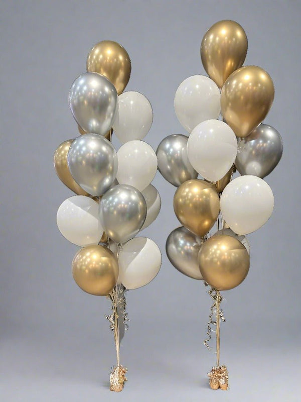 Chrome Gold & Silver Latex Helium Balloon Bouquet - Everything Party