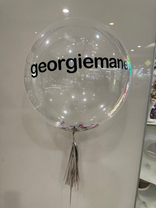 Clear Bubble Balloon with Confetti Tassel and Writing - Everything Party