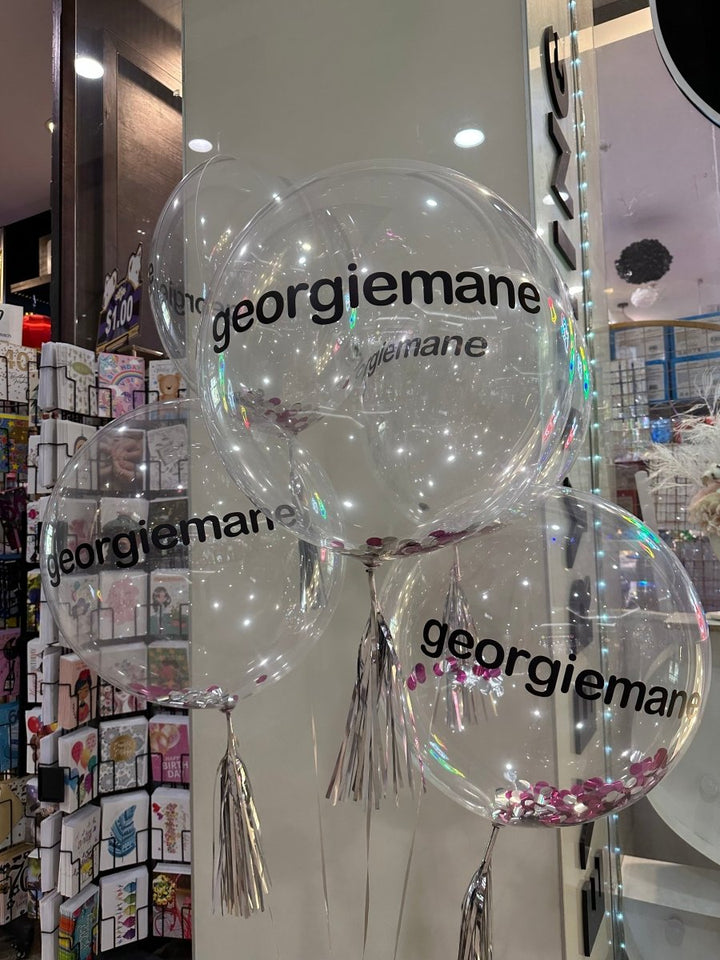 Clear Bubble Balloon with Confetti Tassel and Writing - Everything Party