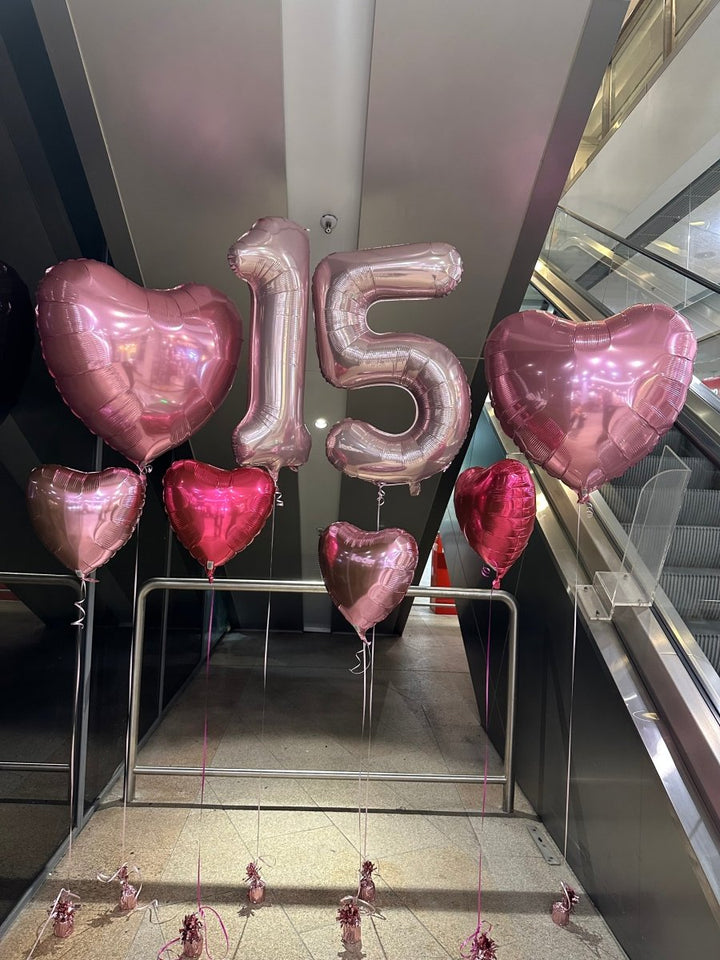 (Copy) 15th Birthday Love Heart Helium Balloon Bouquet - Everything Party
